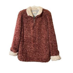 Weatherproof‎ Vintage Women's Frosty Tipped Sherpa Pullover Wine Size XL Soft